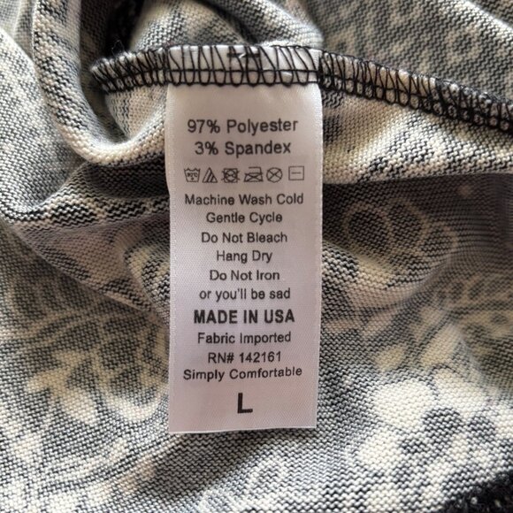 LuLaRoe Sarah Open Front Long Duster Sz Large Black & White Floral Front Pockets - Picture 11 of 11